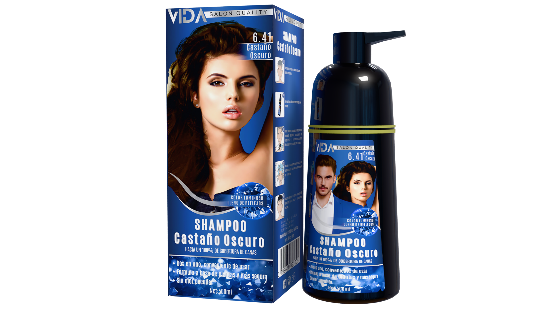 Shampoo Tinte VIDA Castaño Oscuro 500ml